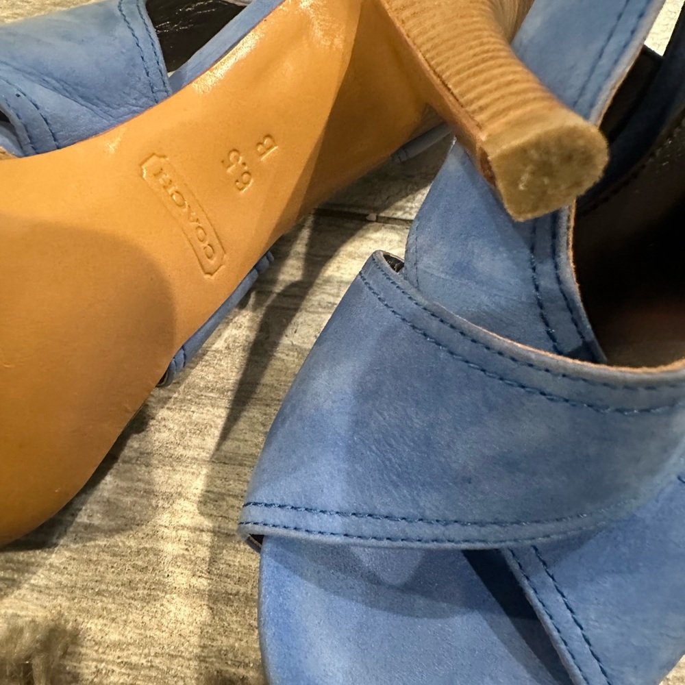 Coach Blue Open-Toe Heels - Picture 14 of 16